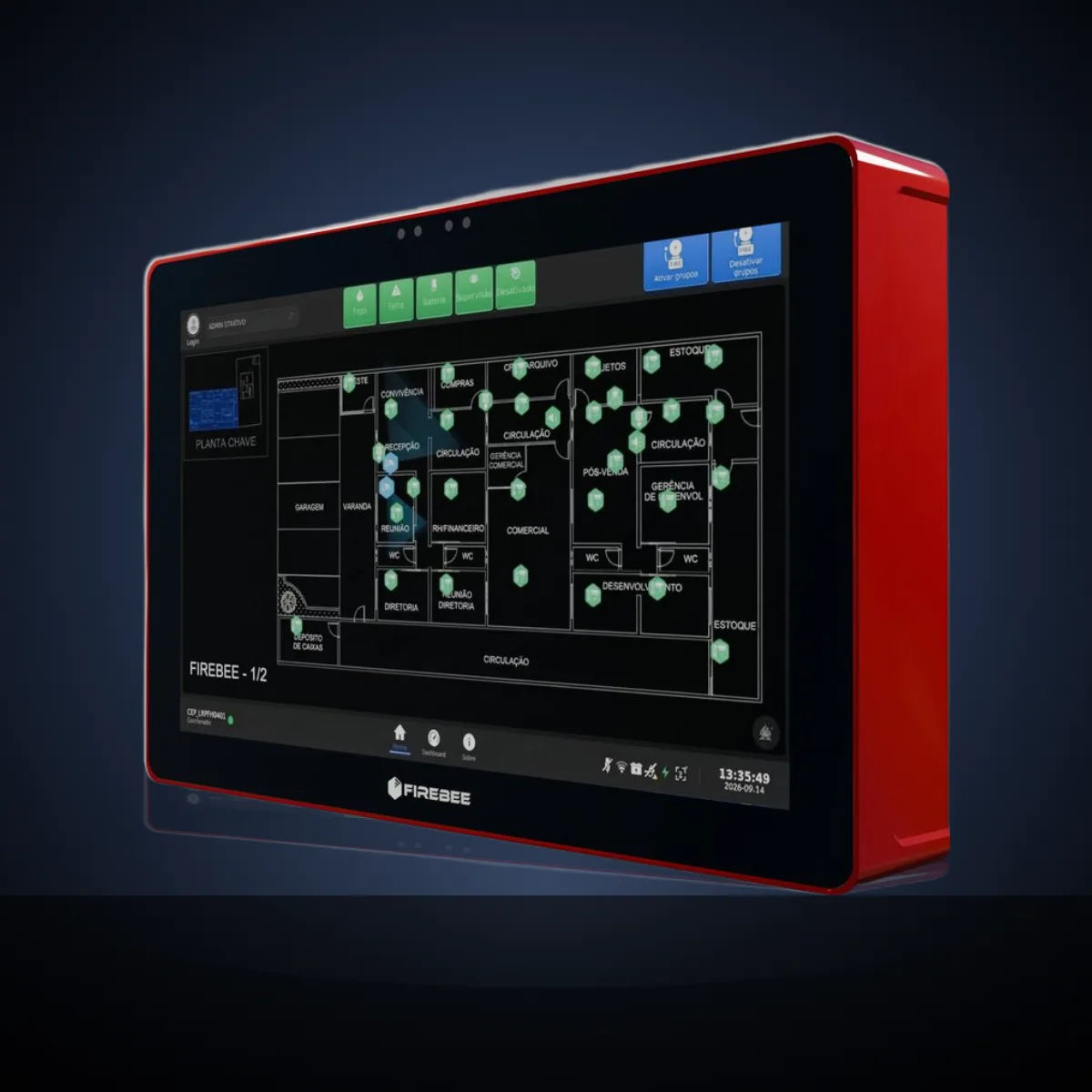 Central Firebee NIVA — tela inicial com planta baixa e dispositivos